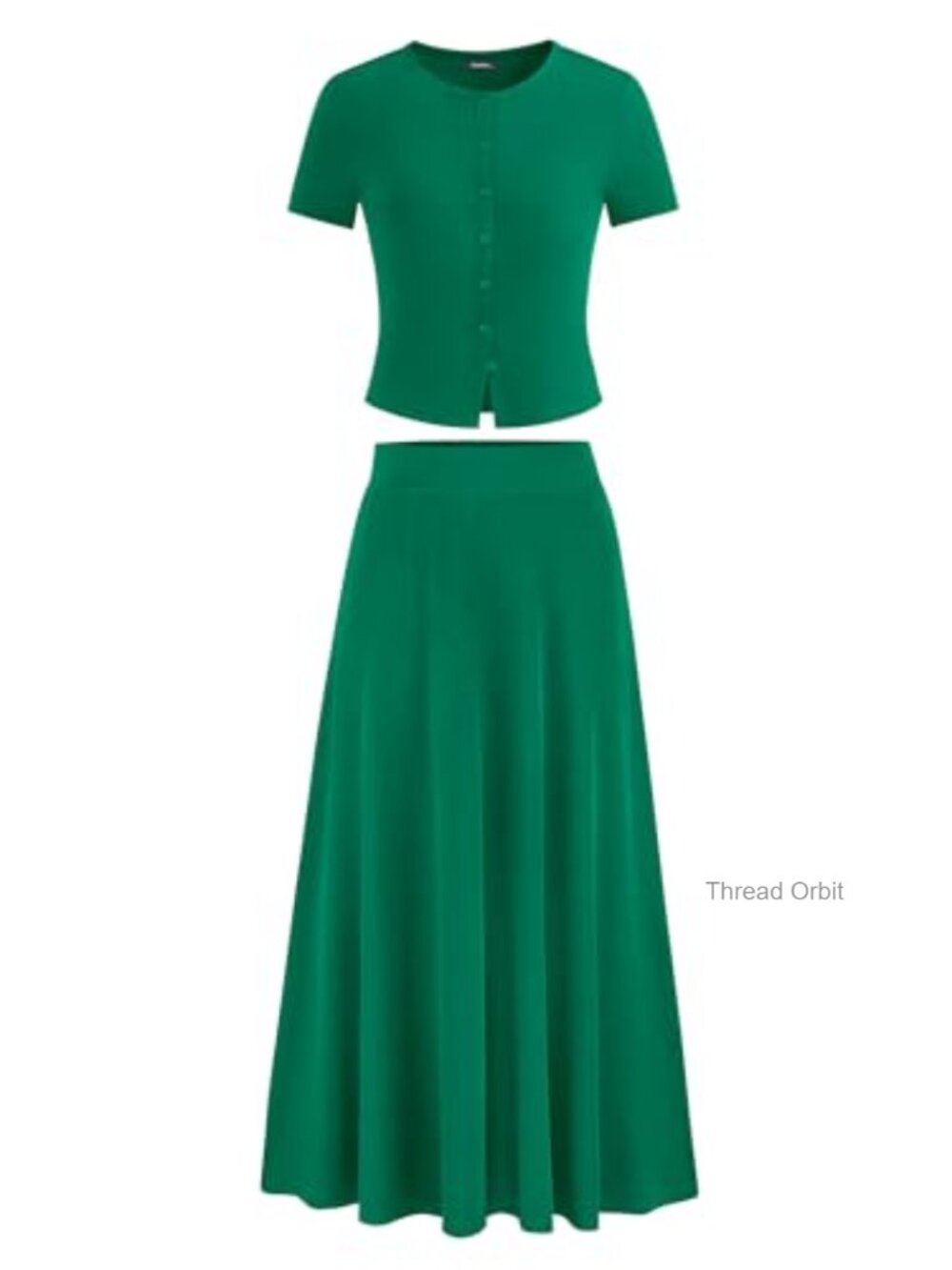 Ribbed Knit 2 Piece Set Crop Top & Maxi Skirt Summer Outfit